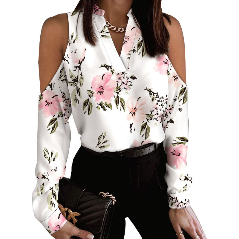 Women's Off-the-Shoulder Blouse with Floral Print