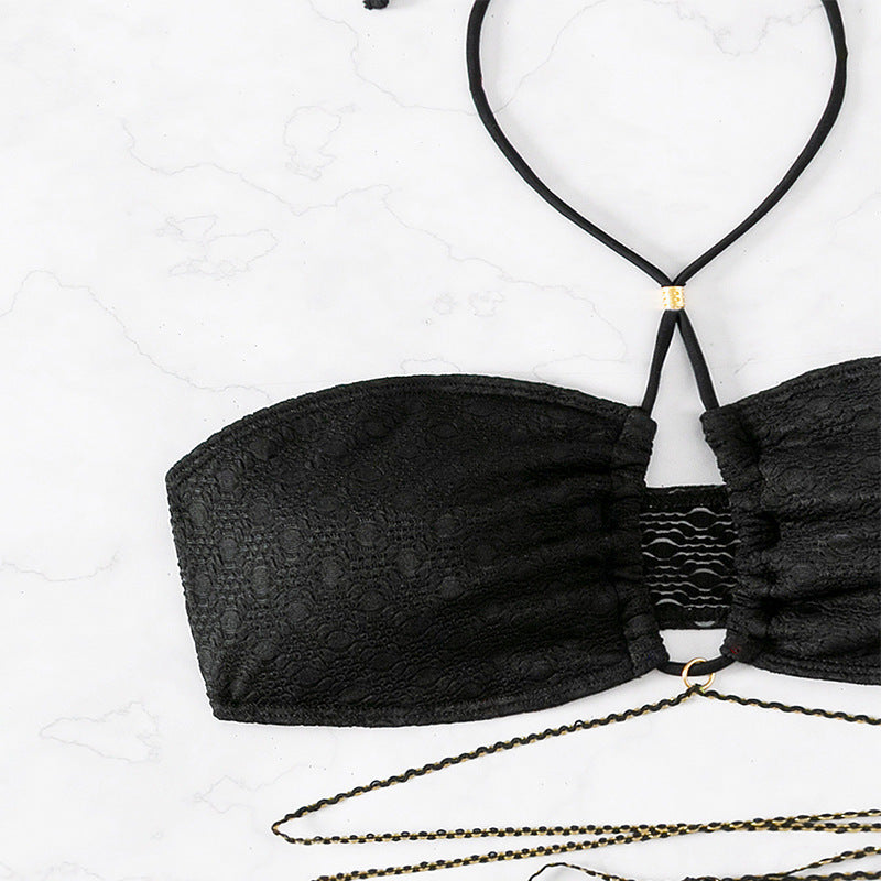 Women's Bandeau Bikini with Sophisticated Lace-Up Design