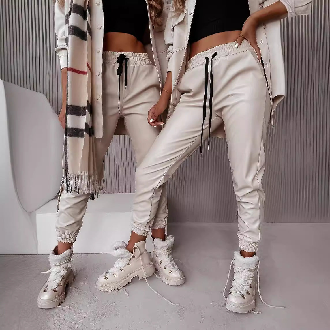 Women's Comfortable Joggers with Stylish Cut-Outs and Elastic Waistband