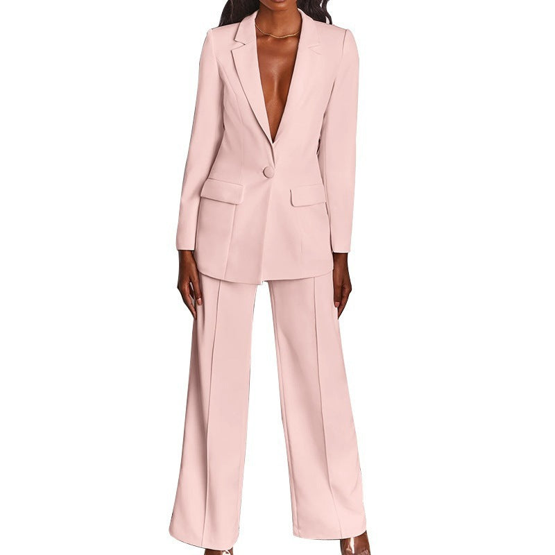 Longline Blazer and Palazzo Trousers Set