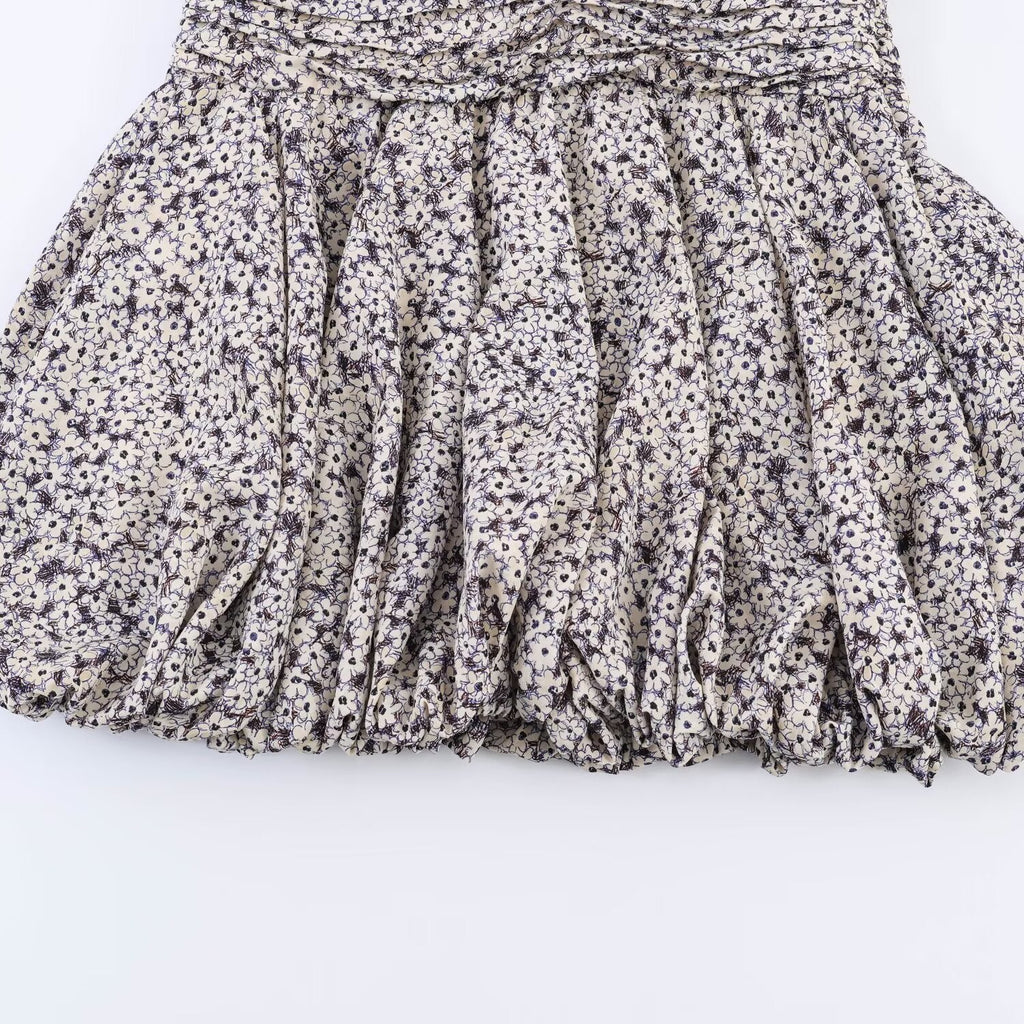 Women's Floral Dress with Ruffles and Elastic Waist