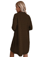 Women's Large Knit Coat with Textured Pattern and Casual Cut