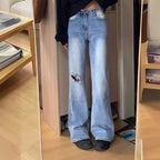 Women's High-Waisted Flared Jeans with Distressed Details
