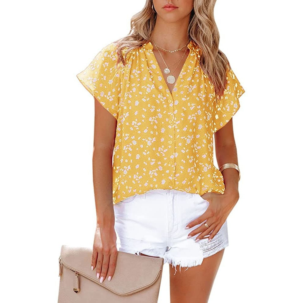Women's Blouse with Floral Pattern and Casual Cut