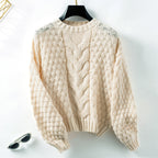 Women's Cozy Cable Knit Sweater with Relaxed Fit