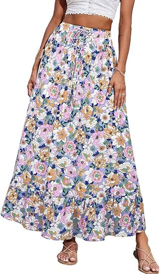 Women's Jumpsuit with Floral Print and Elastic Waist