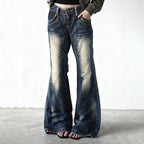 Women's Flared Jeans with Fashionable Distressed Look