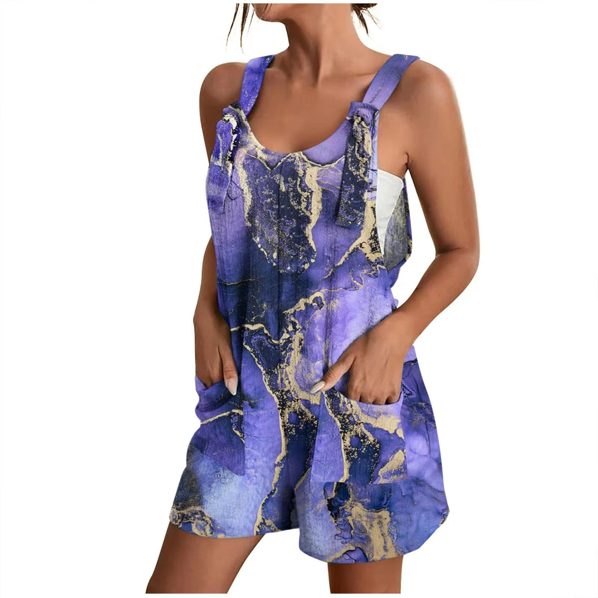 Women's Casual Floral Jumpsuit with Pockets
