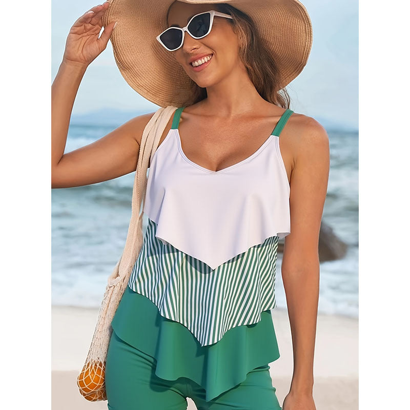Women's Swimsuit Set with Playful Ruffle Details