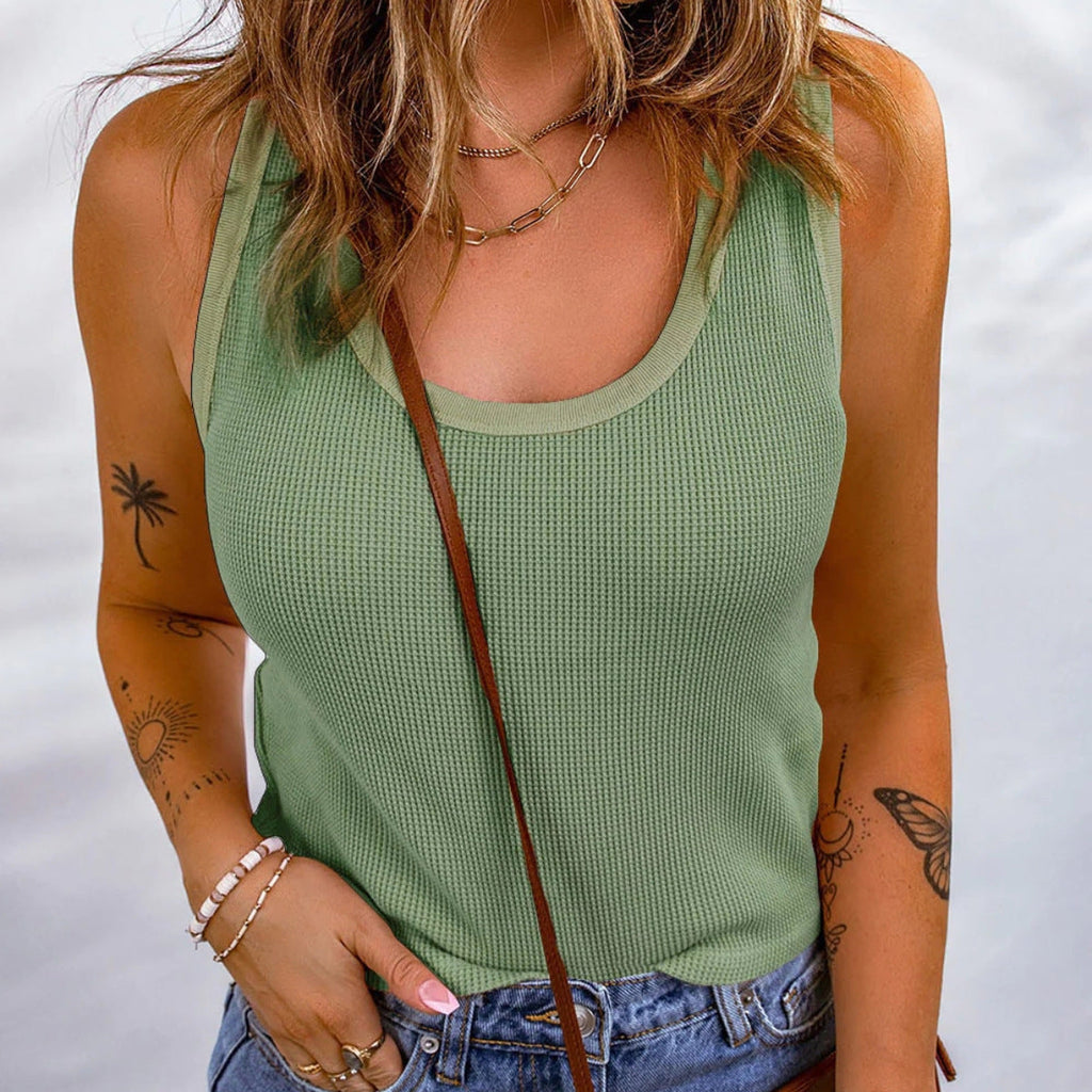Women's Sleeveless Waffle-Knit Top