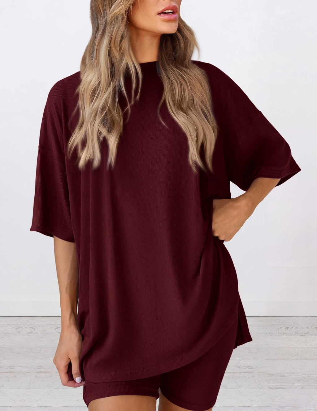 Women's Casual Lounge Set with Oversized Top and Shorts