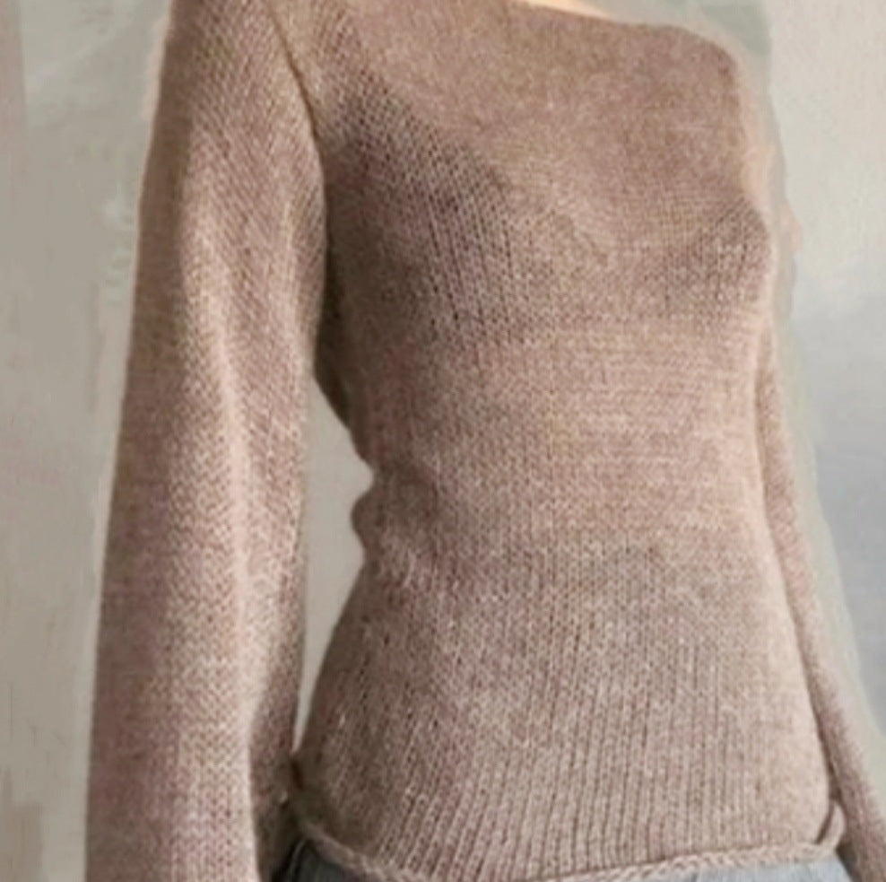 Women's Elegant Fine Knit Sweater with Casual Cut and Crew Neck