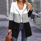 Women's Casual Colorblock Hooded Coat