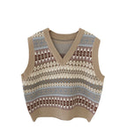 Women's Sleeveless V-Neck Patterned Knit Vest