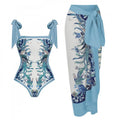 Women's Swimsuit Set with Elegant Wrap Skirt and Fashionable Bows