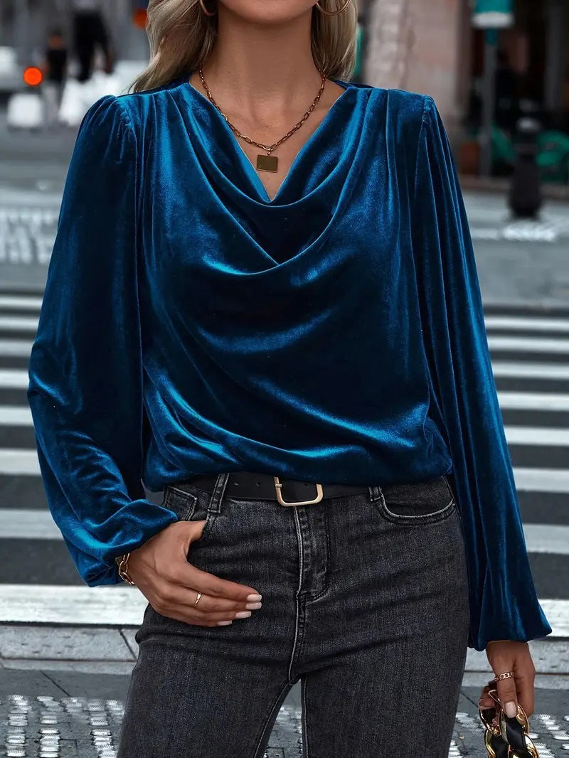 Women's Elegant Viscose Blouse with Cowl Neck
