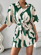 Women's Short Jumpsuit with Modern Graphic Print