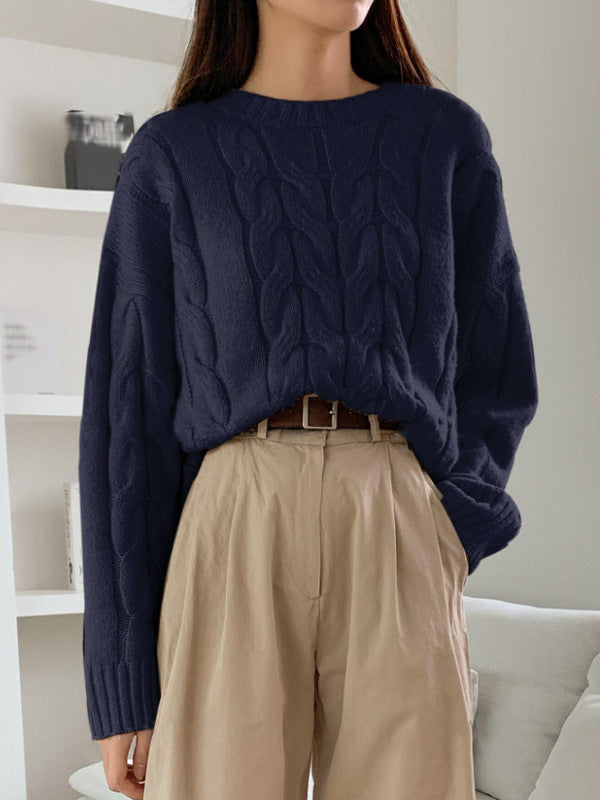 Patterned Knit Sweater with Voluminous Sleeves
