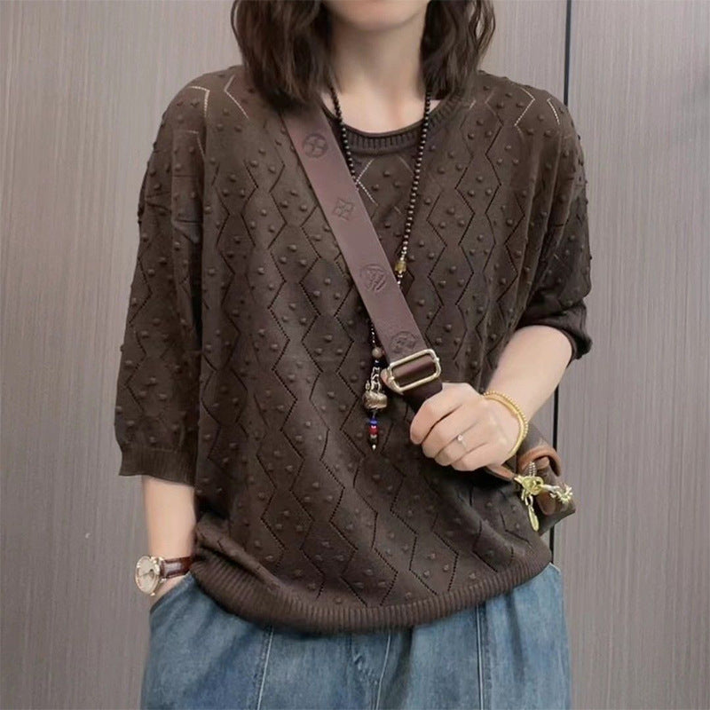 Women's Fine Knit Textured Sweater
