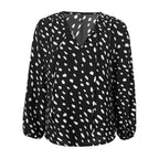 Women's V-Neck Blouse with Modern Polka Dot Design
