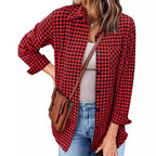 Women's Plaid Shirt with Casual Cut and Chest Pocket