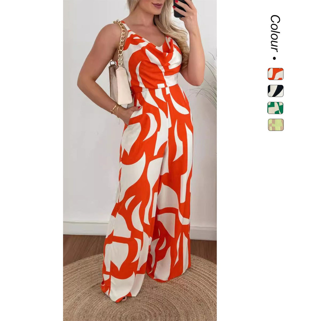 Women's Jumpsuit with Elegant Cowl Neck and Wide Leg