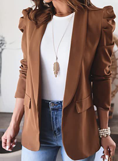 Women's Blazer with Puff Sleeve Design