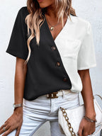 Women's Blouse with Modern Cut and Contrasting Colors