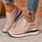Women's Breathable Slip-On Sneakers with Comfort and Decorative Perforation
