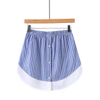 Women's Striped Shirt Blouse with Asymmetric Cut