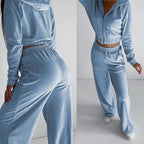 Women's Cropped Thermo-Fleece Set with Half-Zip