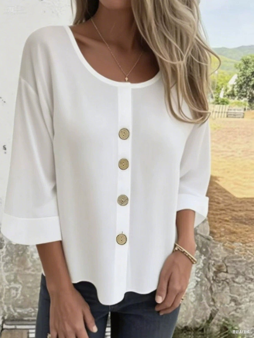 Women's Elegant and Casual Blouse with Button Detail