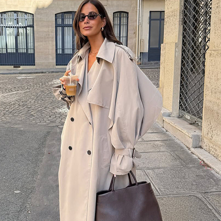 Women's Elegant Minimalist Trench Coat with Pockets