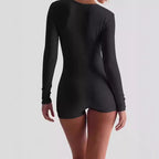 Women's Form-Fitting Long-Sleeve Ribbed Jumpsuit