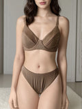 Women's Swim Set with Padded Top and High-Cut Legs