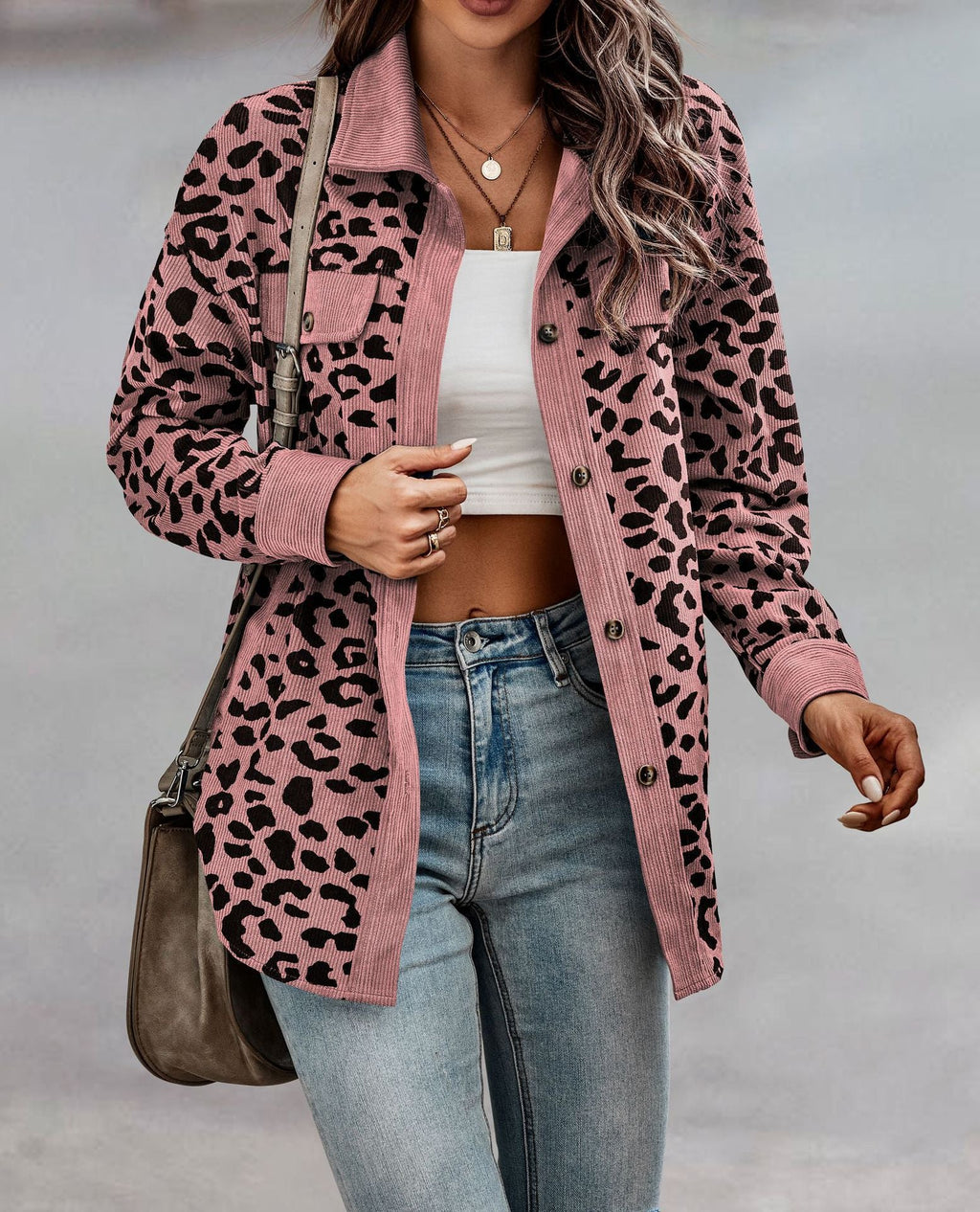 Women's Fashionable Leopard Print Overshirt
