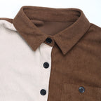 Women's Corduroy Shirt with Color-Block Design