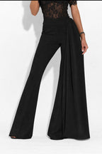 Women's Elegant Flared Pants with Side Draping