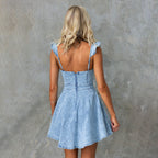Women's Trendy Denim Dress with Ruffle Details