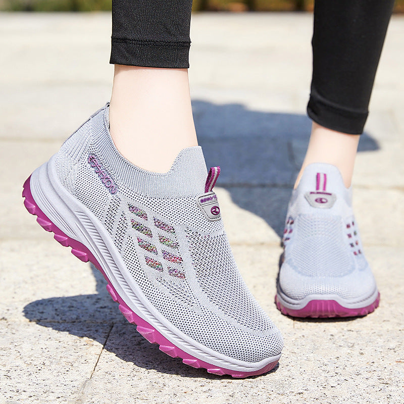 Women's Breathable Sneakers with Non-Slip Sole and Elastic Slip-On