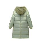 Women's Long Insulated Puffer Parka with Detachable Hood and Large Pockets