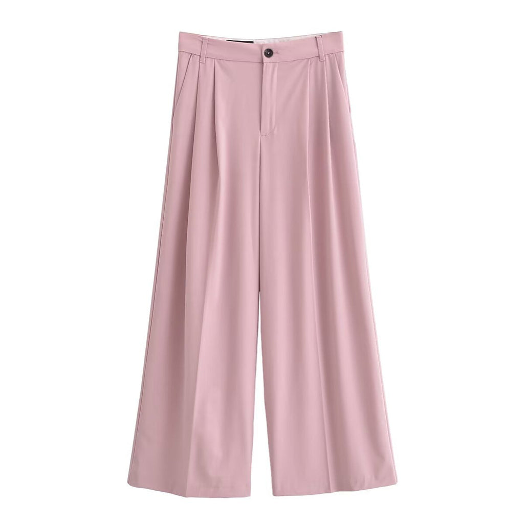 Women's Elegant Wide-Leg High-Waisted Pleated Trousers