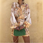 Women's Blouse Set with Floral Design and Loose Fit