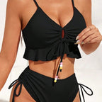 Women's Swimsuit with Ruffle Details and Adjustable Straps