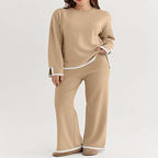 Women's Lounge Set with Wide Cut and Contrast Cuffs