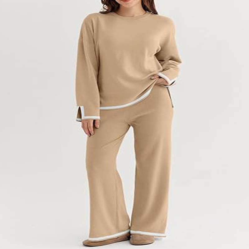 Women's Lounge Set with Wide Cut and Contrast Cuffs