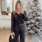 Women's Elegant Lurex Party Jacket with Ruffles and Bows