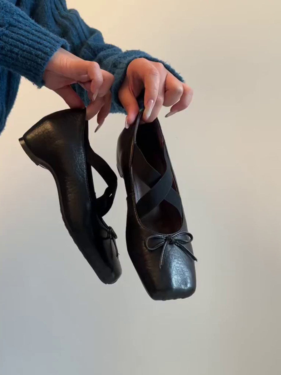 Women's Ballet Flats with Elegant Crisscross Strap and Comfortable Insole