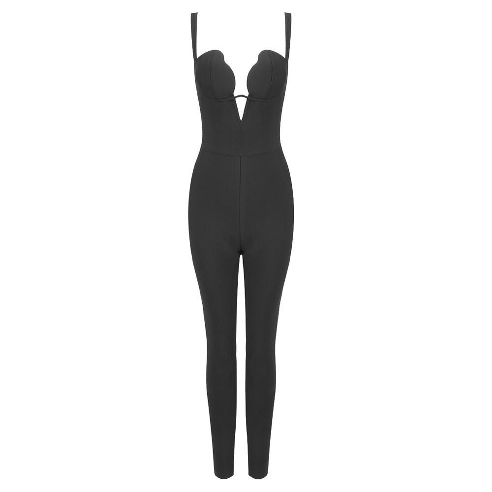 Women's Elegant Heart-Neckline Jumpsuit