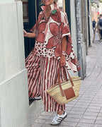 Casual Blouse and Palazzo Pants Set